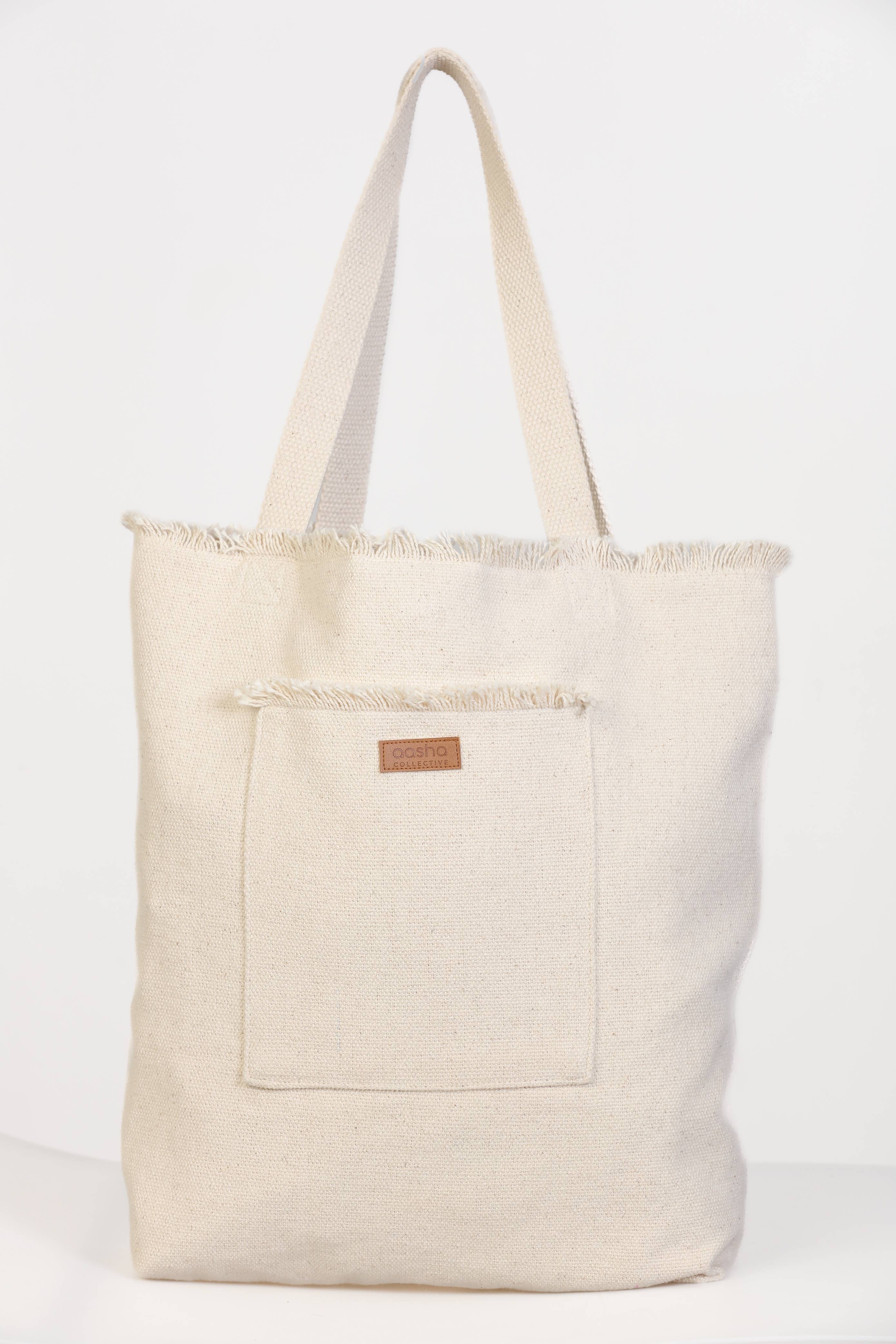 Aasha Collective - Wholesale Tote Bag - Women's - Handmade Everyday Tote (Off-White Wildflowers) Survivor-Made3