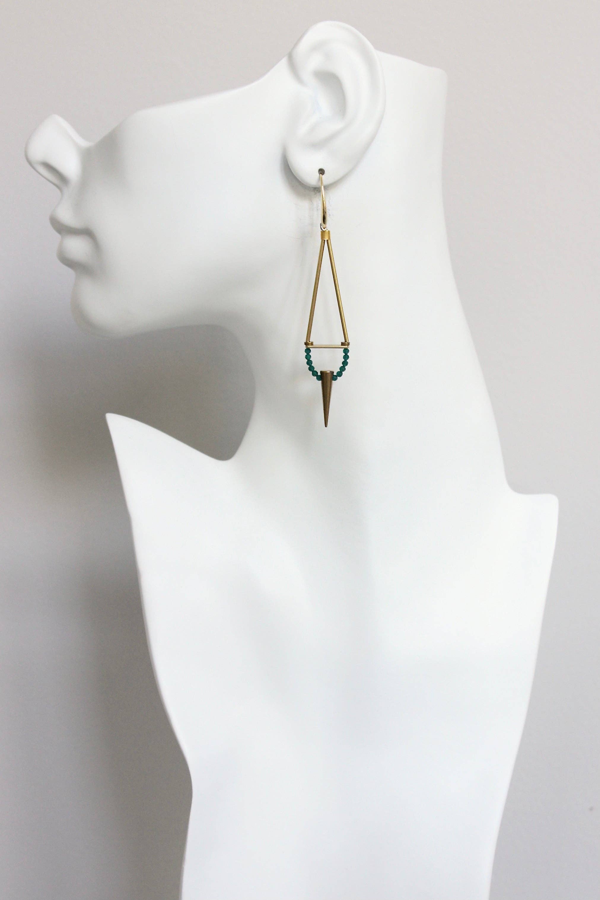 David Aubrey Jewelry - Wholesale Dangle Earrings - FERE100  Geometric green onyx spike earrings1