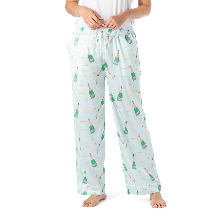 DM Merchandising - Wholesale Sleepwear Bottom - Women's - Hello Mello Boots & Bubbles Satin Pajama Pant Open Stock
