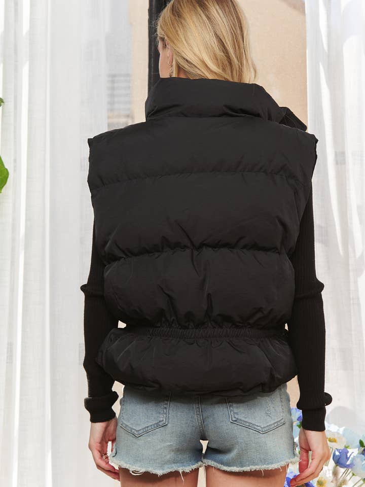 ADORA LA - Wholesale Outerwear Vest - Women's - CEJ3872- PUFFER VEST WITH CINCHED WAIST13