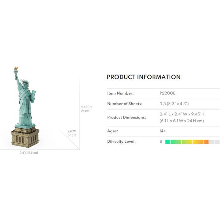 Metal Earth - Wholesale DIY Craft Kit - Statue of Liberty Premium Series Metal Earth 3d Model Kit