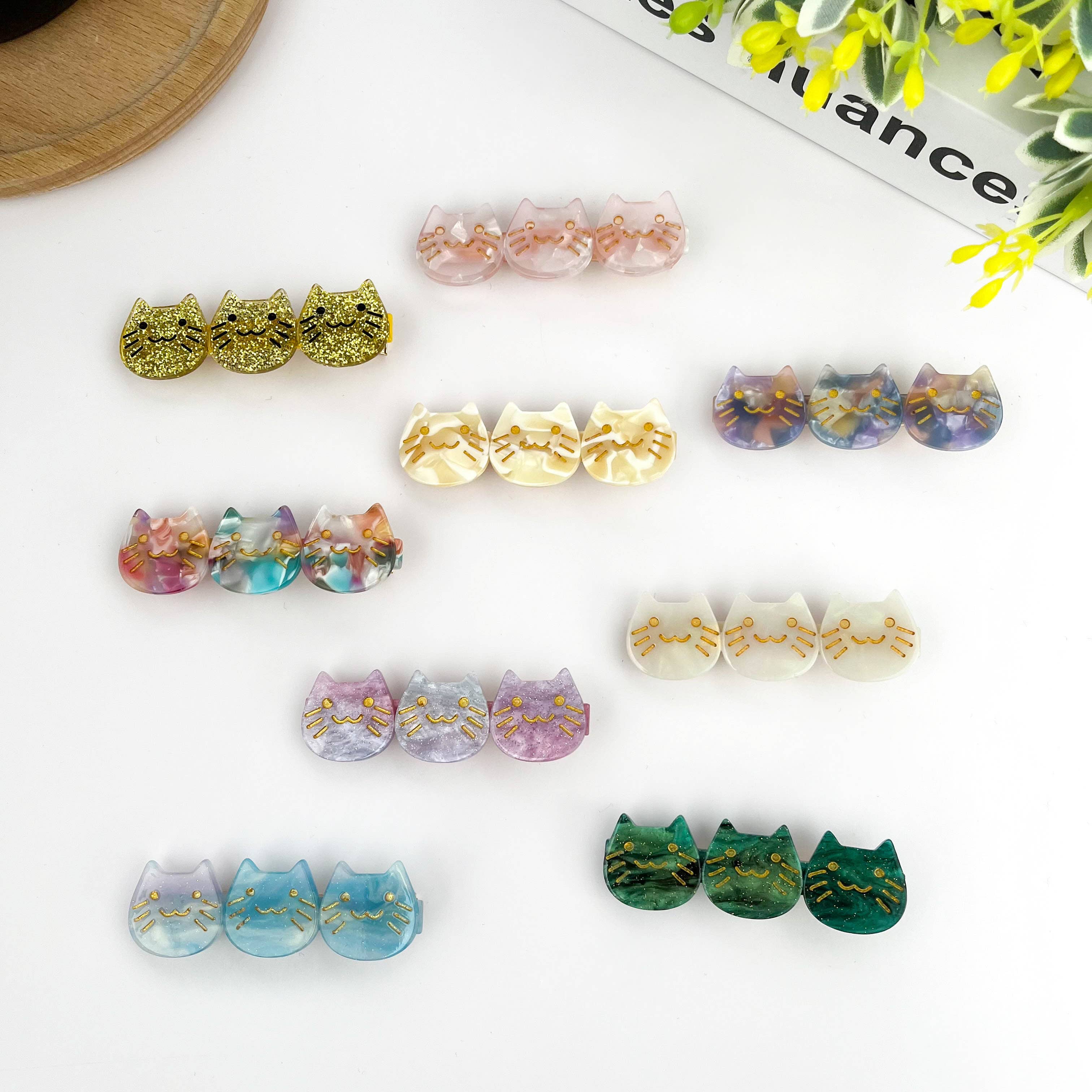 TheDivaSoap - Wholesale Hair Clip - Women's - Acetate Three Kittens Duckbill Clip, Cute Cat Hair Clip9