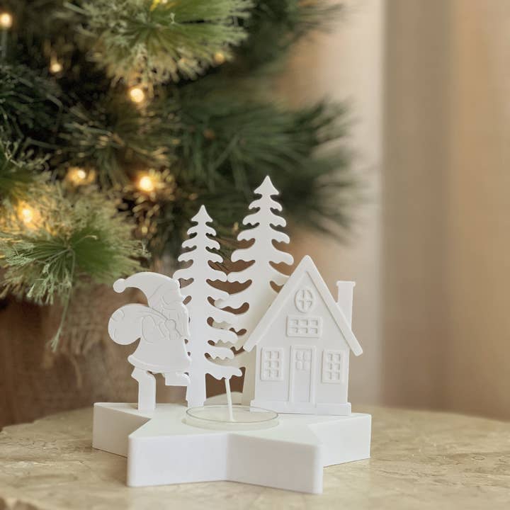 White Santa Christmas Tealight Holder for wholesale on Faire