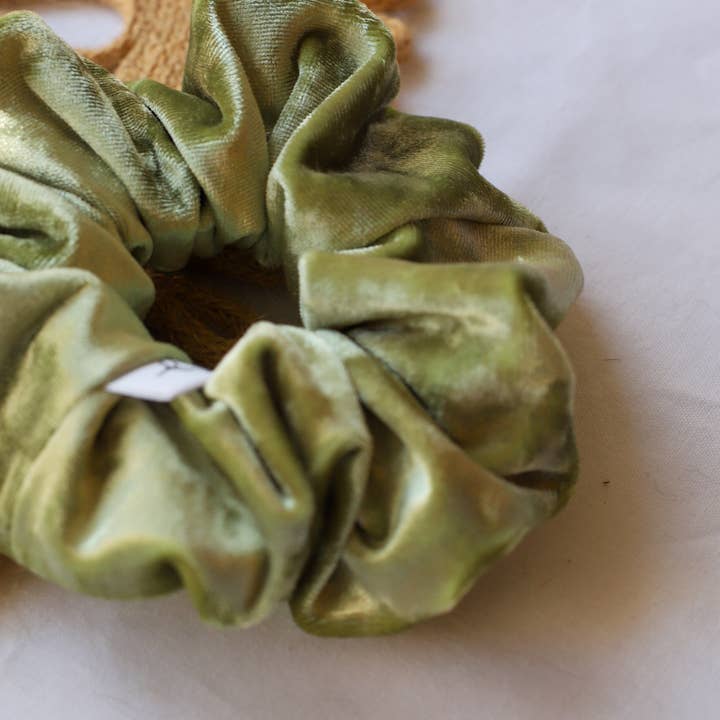 Wild Rose Accessories - Wholesale Scrunchie - Women’s - Pea Green Velvet Scrunchie 1