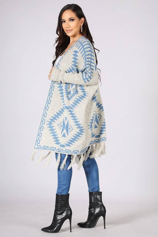 Oceanus Apparel - Vente Cardigan – femme - OUG10622-SP Cardigan en tricot poncho tribal à franges18