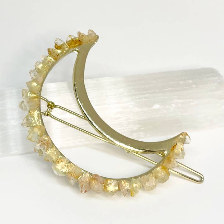 Crystal Quartz Moon Clip for wholesale by Crystal Babe Clips