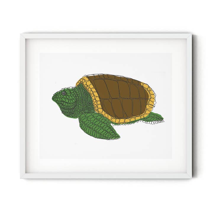 Curly Turtle (Print) for wholesale by A Duck Amuck Gift Shop & Art Studio