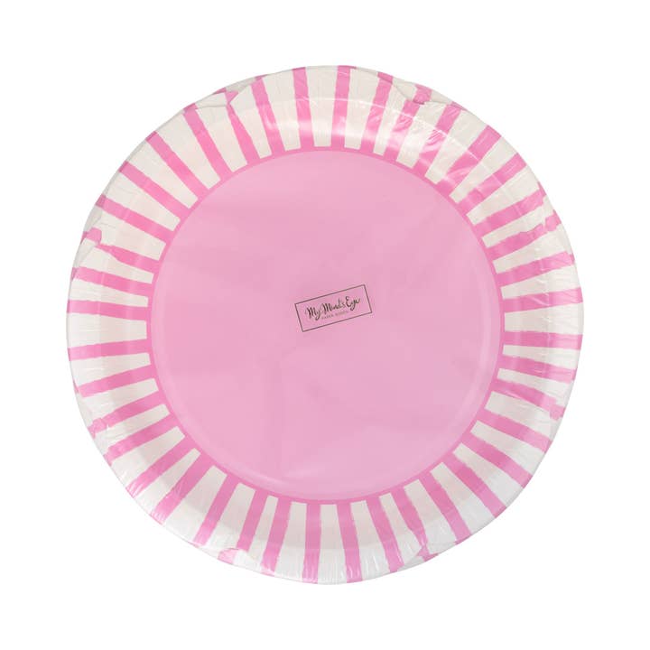 My Mind’s Eye - Wholesale Disposable plate - PAR1118 - Fuchsia Striped Scallops 9" Plate1