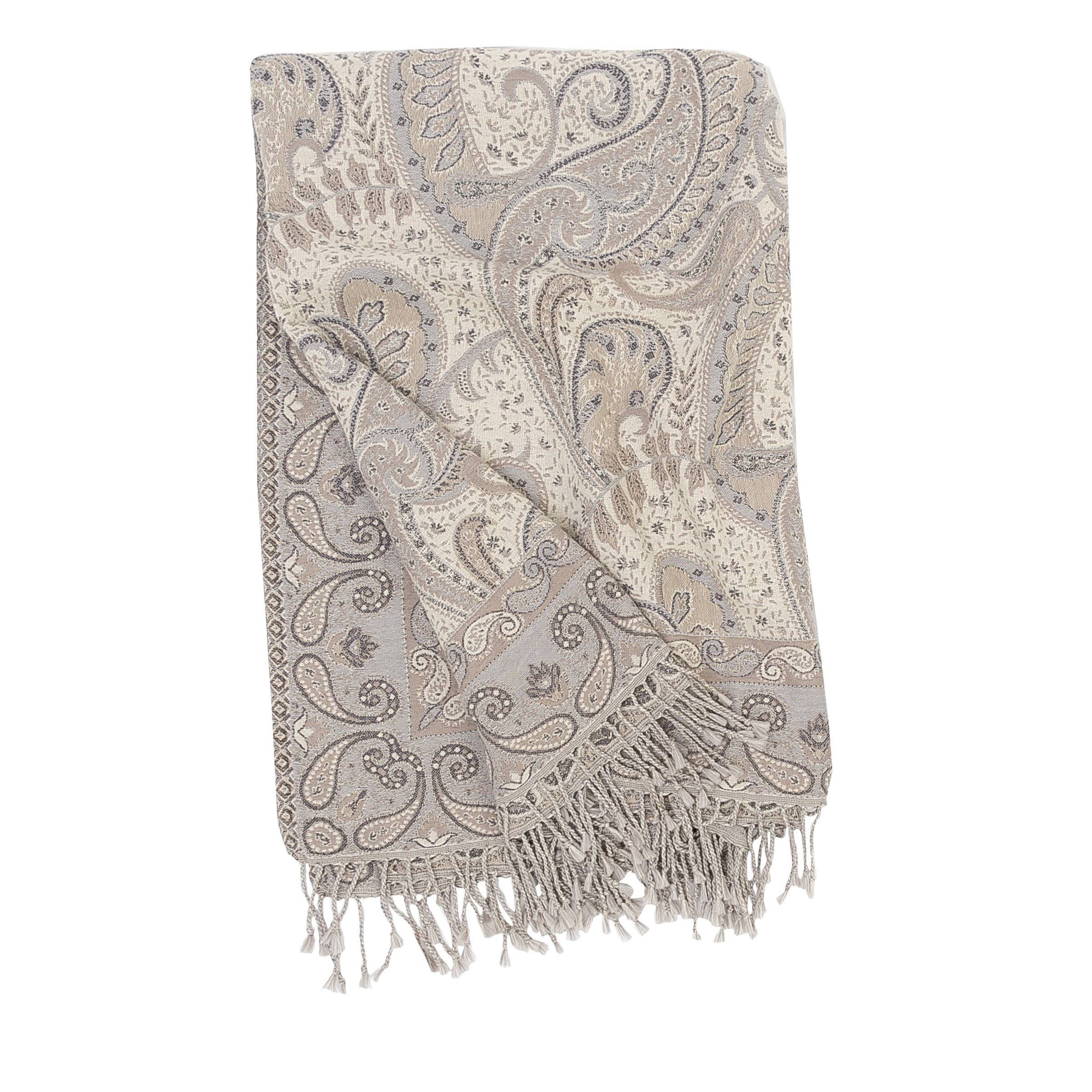 ELISABETH YORK - Wholesale Throw Blanket - Abha Gray Paisley Throw Blanket2