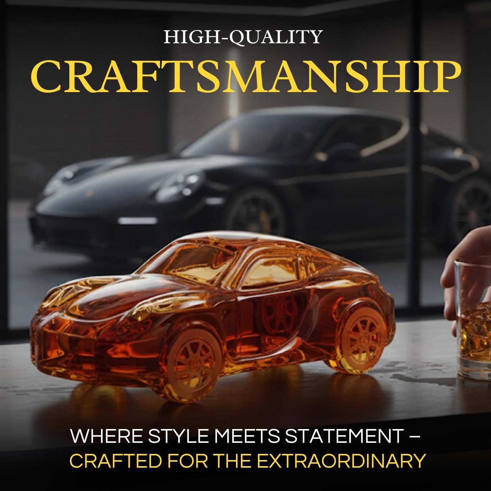 The Wine Savant /  Khen Glassware - Wholesale Decanter - Car Whiskey Decanter 8.5oz, Nascr Porsche Coupe Sports3