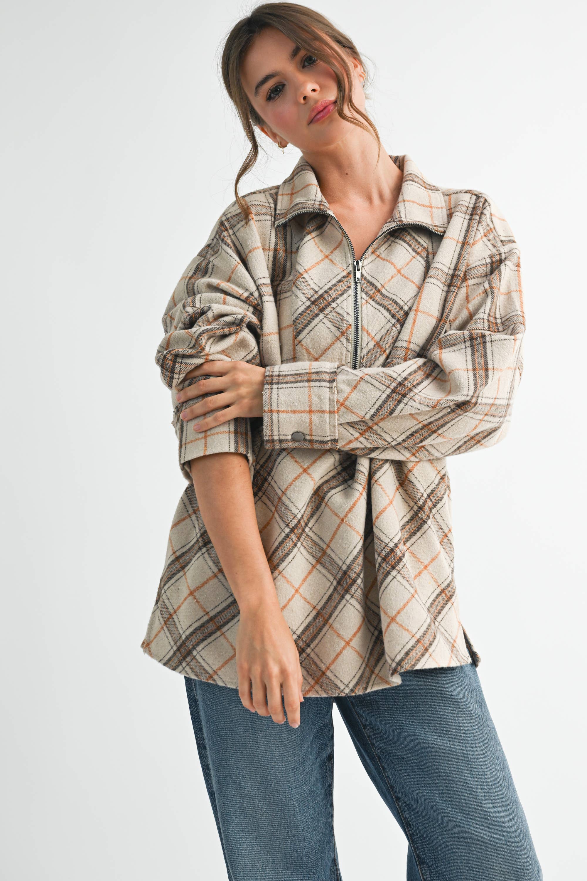 AEMI + CO - Wholesale Sweatshirt - Women's - 8421EK Mya Plaid Pullover 126