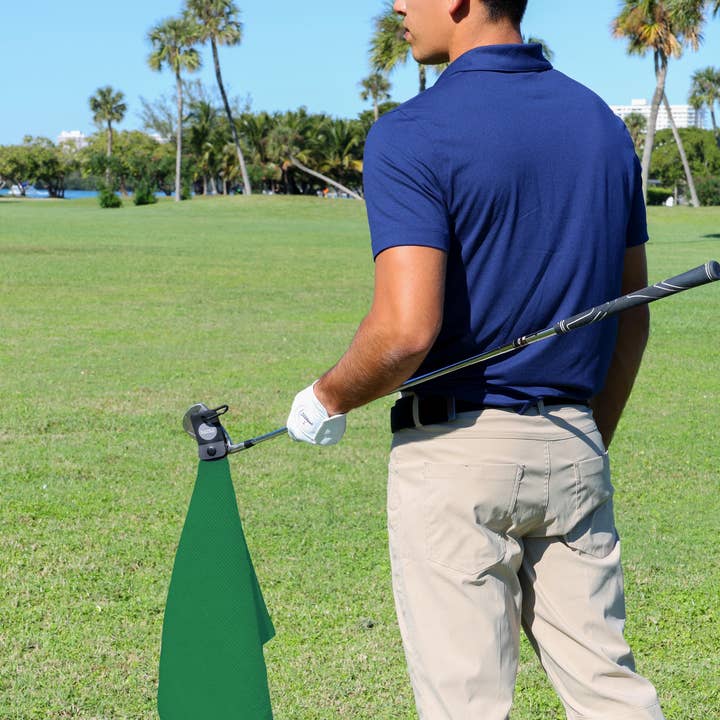 Playing It Forward - Wholesale Sports Towel - Magnetic Microfiber Golf Towel with Clip - Green