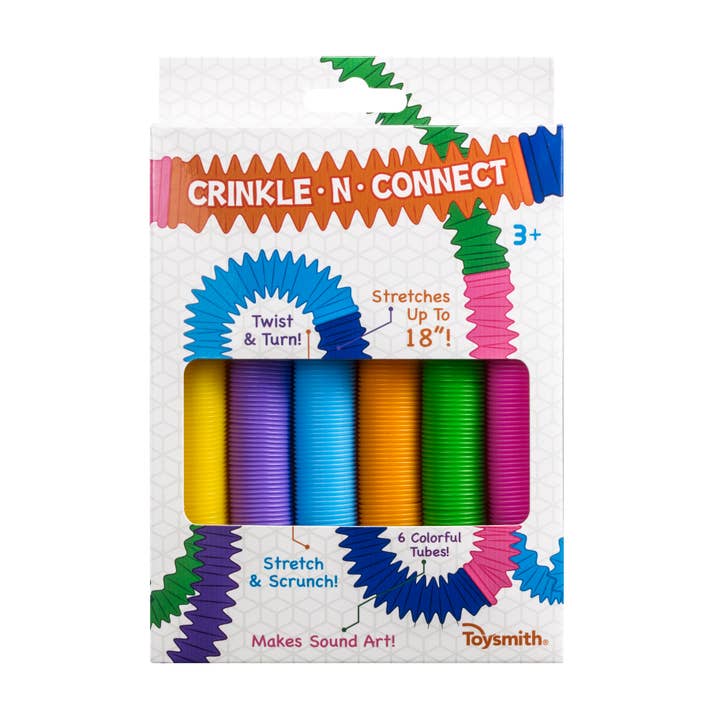 Toysmith - Wholesale Fidget Toy - Kids - Crinkle N' Connect, 6 Colors, 6 Tubes, Makes Sound
