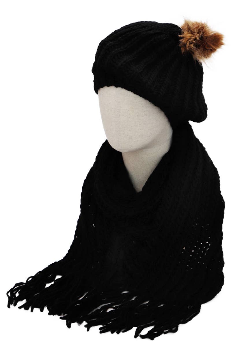 Cap Zone - Vendita all'ingrosso Berretto - Donna - Berretto e sciarpa lavorati a maglia grossa all'uncinetto, set da 2 pezzi1