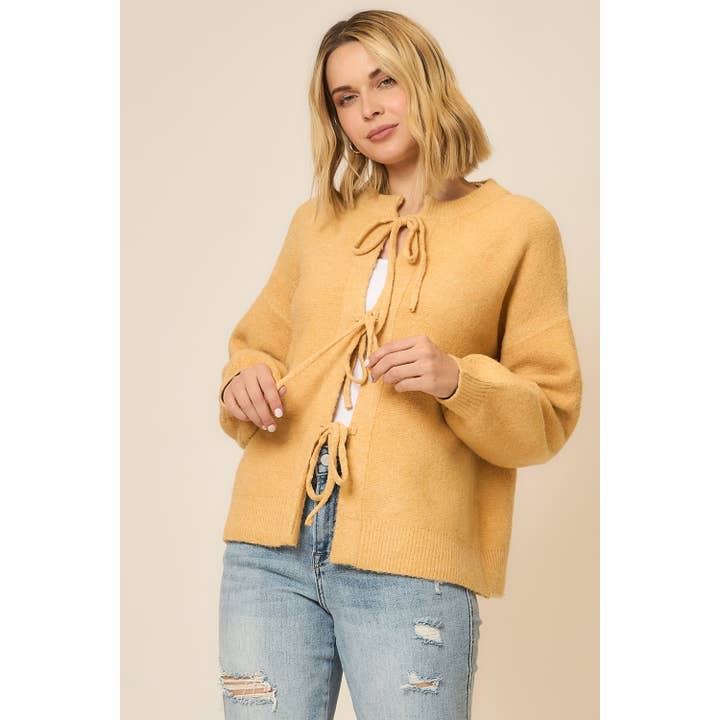 Cozy Casual, Inc. - Wholesale Cardigan - Women's - Tie Closure Soft Knit Cardigan 3