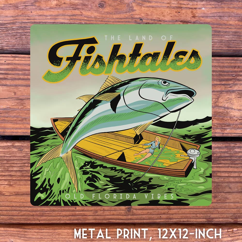 Old Florida Vibes - Wholesale Wall Sign - Fishtales Metal Print