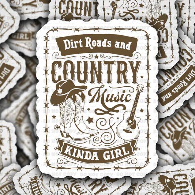 Dirt roads and country music sticker for wholesale by KTD DESIGNS