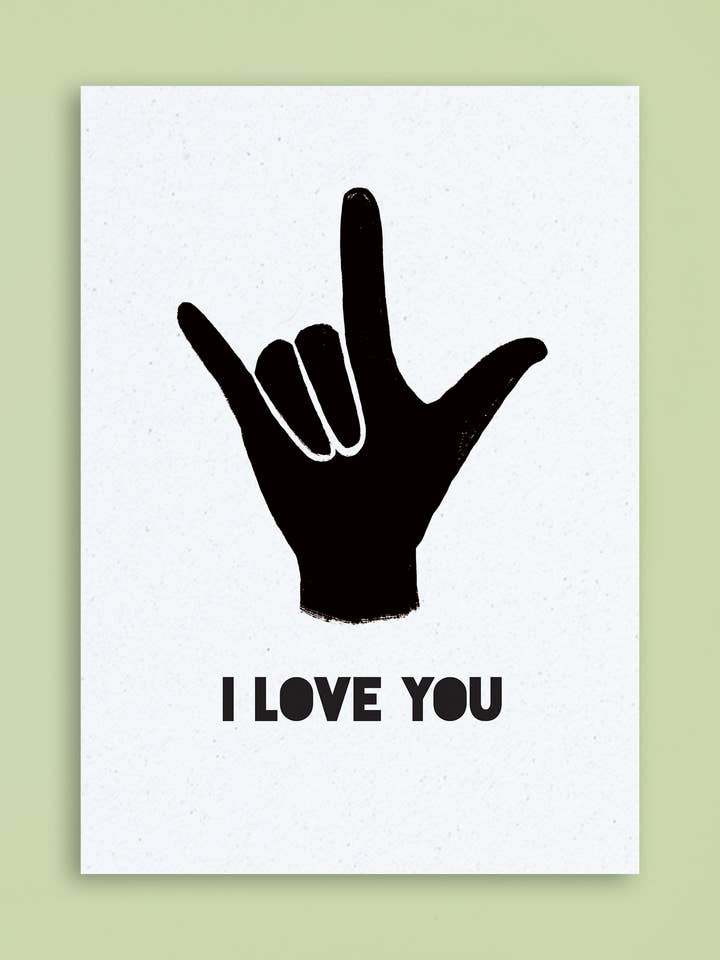 Cartão 'Eu te amo' em Língua de Sinais por atacado de Bláithín