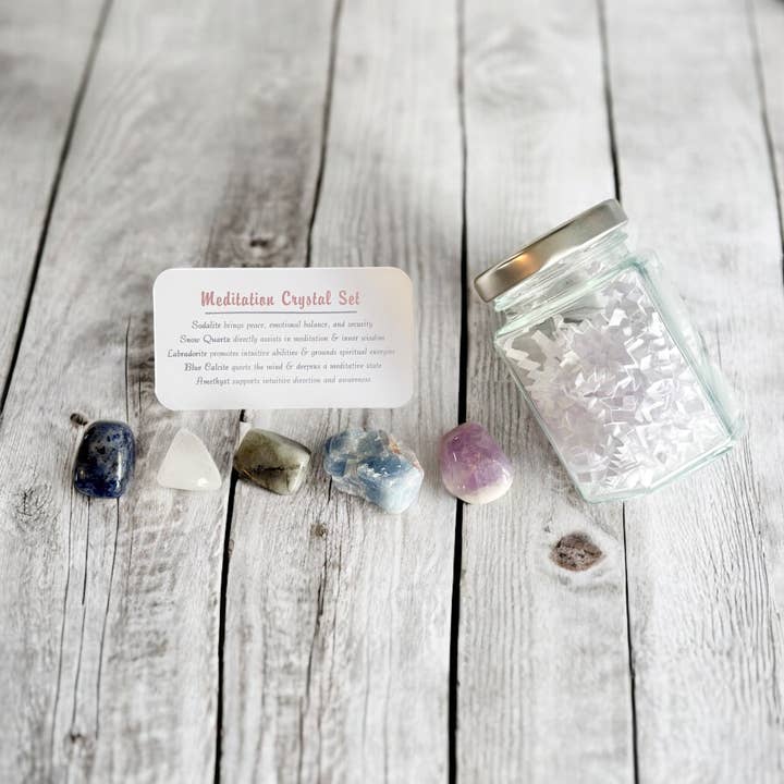 Meditation Crystal Set in Jar for wholesale by Mindful Intentions®