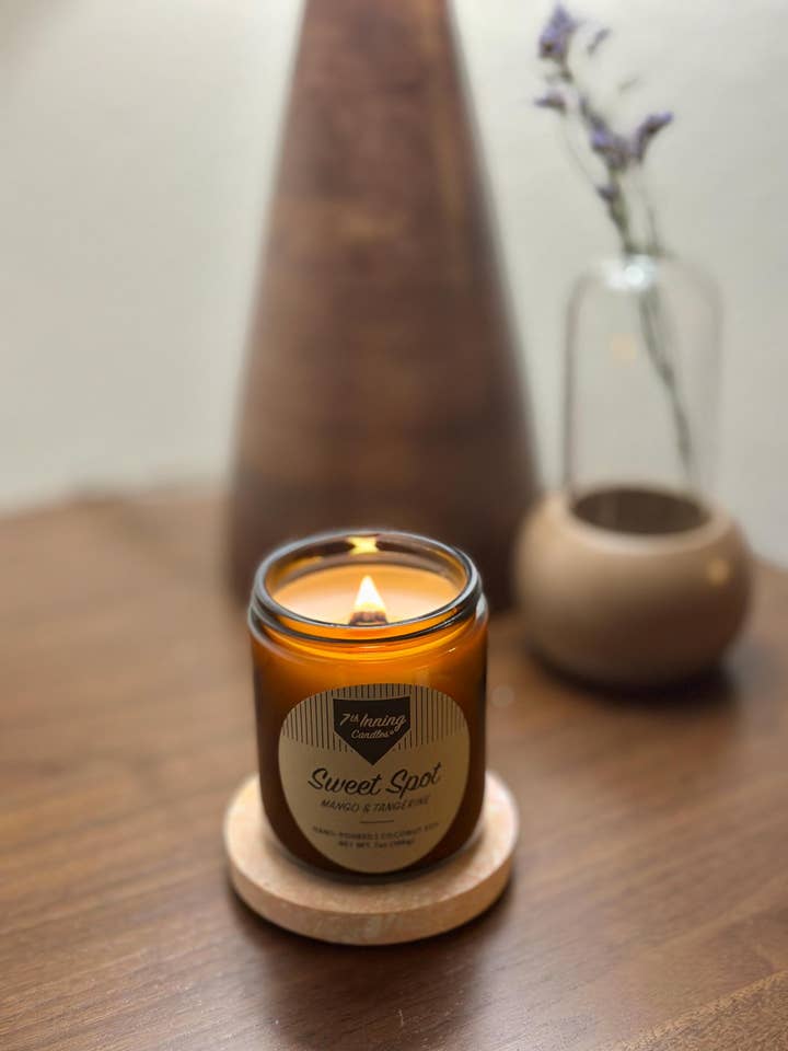 Mango & Tangerine Scented Candle, Sweet Spot, 7oz for wholesale by 7th Inning Candles