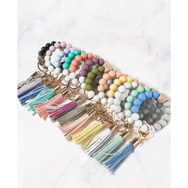 Suzie Q USA - Wholesale Keychain - Women's - Color Silicone Beaded Key Ring Keychain