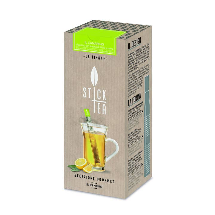STICK TEA - BO s.r.l. - Wholesale Health/Detox Tea - Stick Tea "CANARINO"- INFUSE WITH LEMON AND SAGE 12 stick