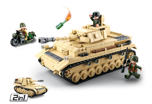 Texas Toy Distribution - Wholesale Building Set - Kids - WWII Panzer IV 2-in-1 Tank Building Brick Kit (543 Pcs)1