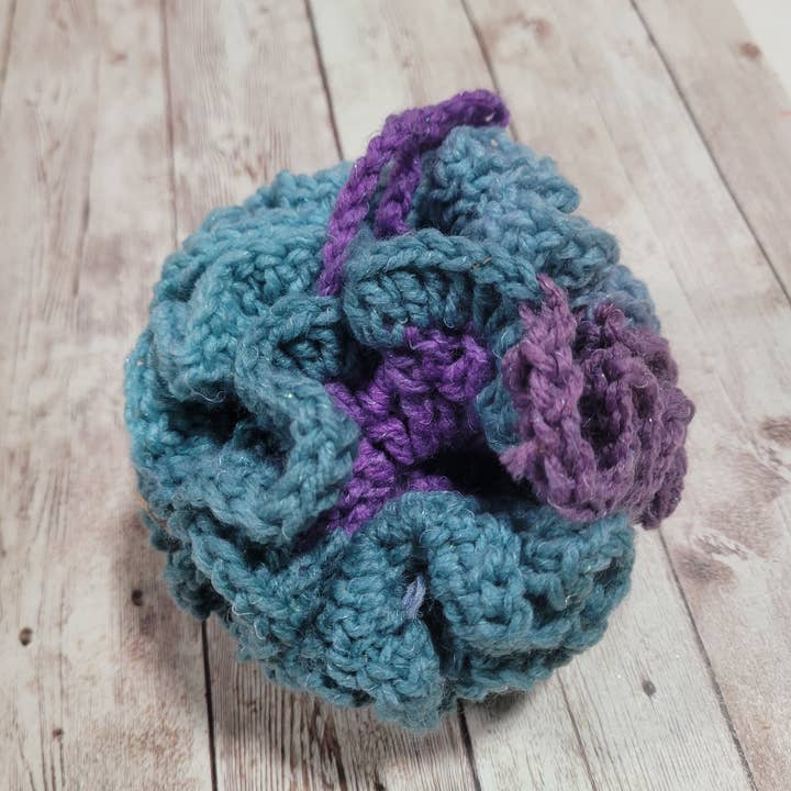 Ocean Sparkle Shower Puff Bath Sponge for wholesale by Kilted Suds