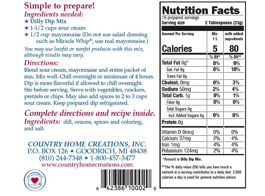 Country Home Creations - Wholesale Dip - Dilly Dip Mix2