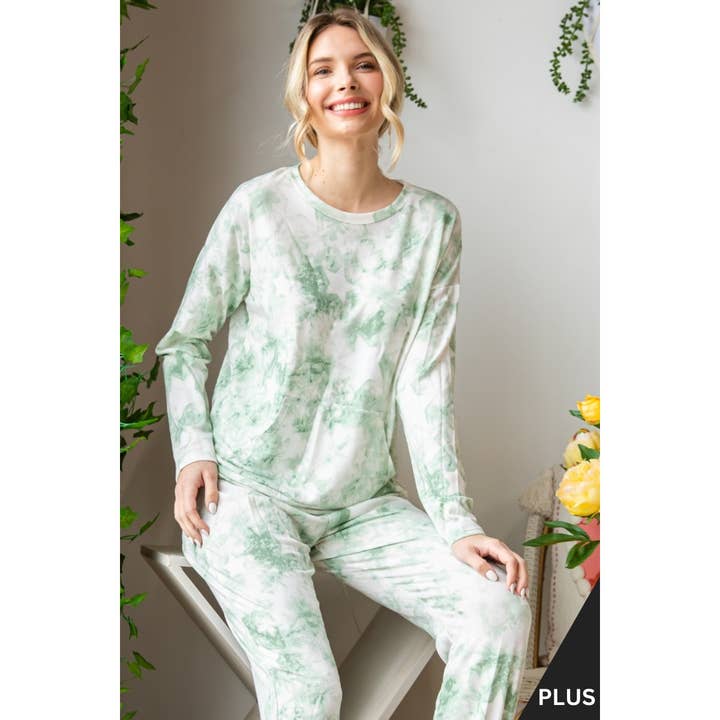 Plus Star Print Fransk Terry Top Og Jogger Bukser Sæt for engroshandel hos Veveret