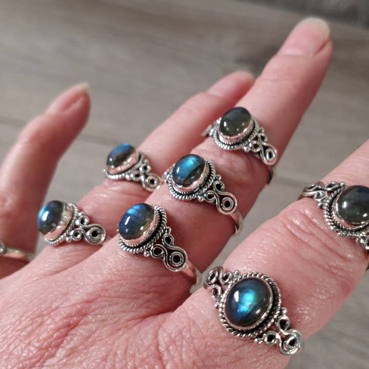 Keystone Crystals - Wholesale Cocktail/statement ring - Gemstone Sterling Silver Ring Old School Boho Style2