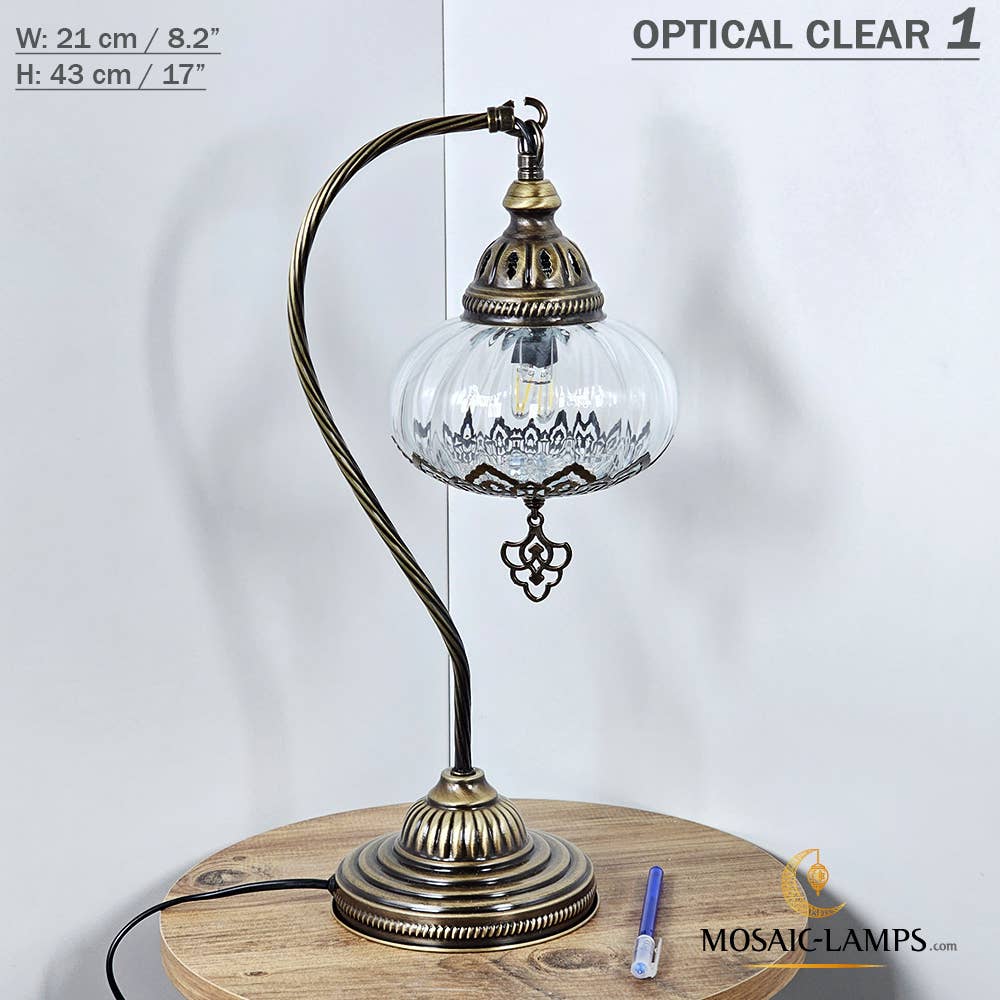 Mosaic Lamps - Vente Lampes d'appoint/de bureau - Lampe de table en verre clair à col de cygne, 8 modèles différents - Ottoman Gooseneck12