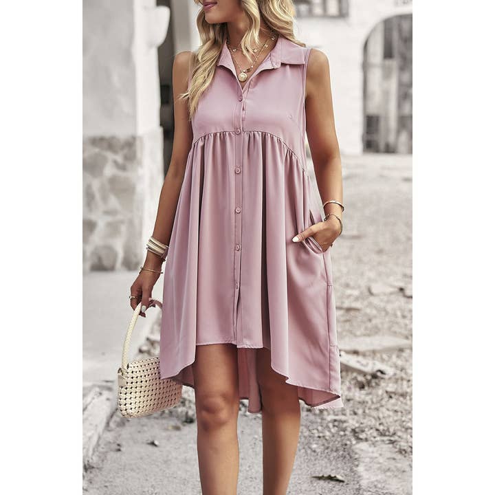 Supreme Fashion - Wholesale Dress - Women's - Sleeveless Solid Peplum Shirt Dress16