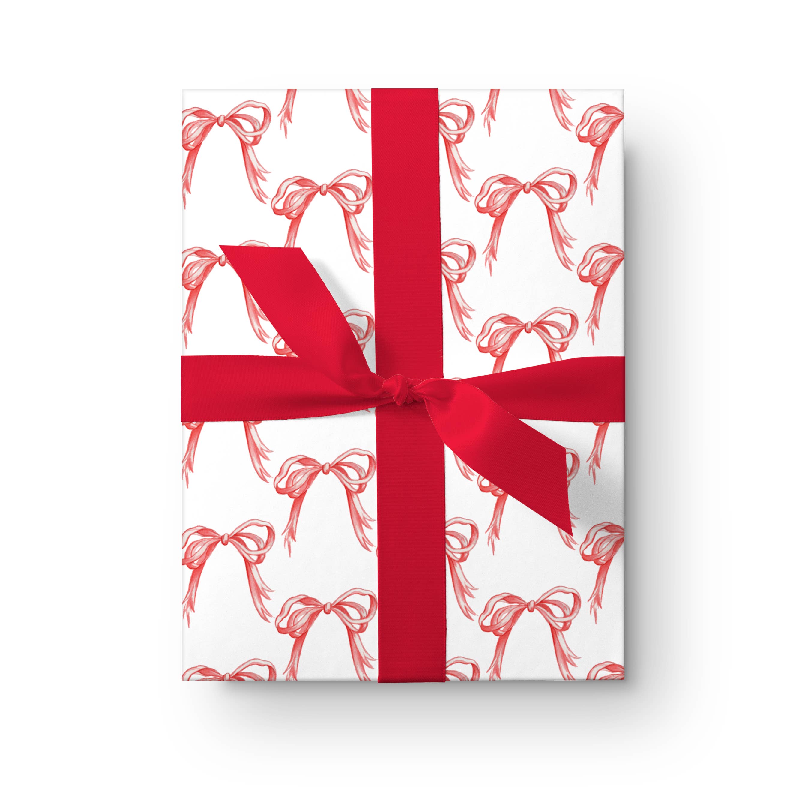 Simply Jessica Marie - Wholesale Flat Wrap - Red Bows Christmas Wrapping Paper 3 Sheets
