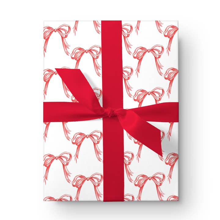 3 feuilles de papier cadeau de Noël Red Bows pour la vente par Simply Jessica Marie