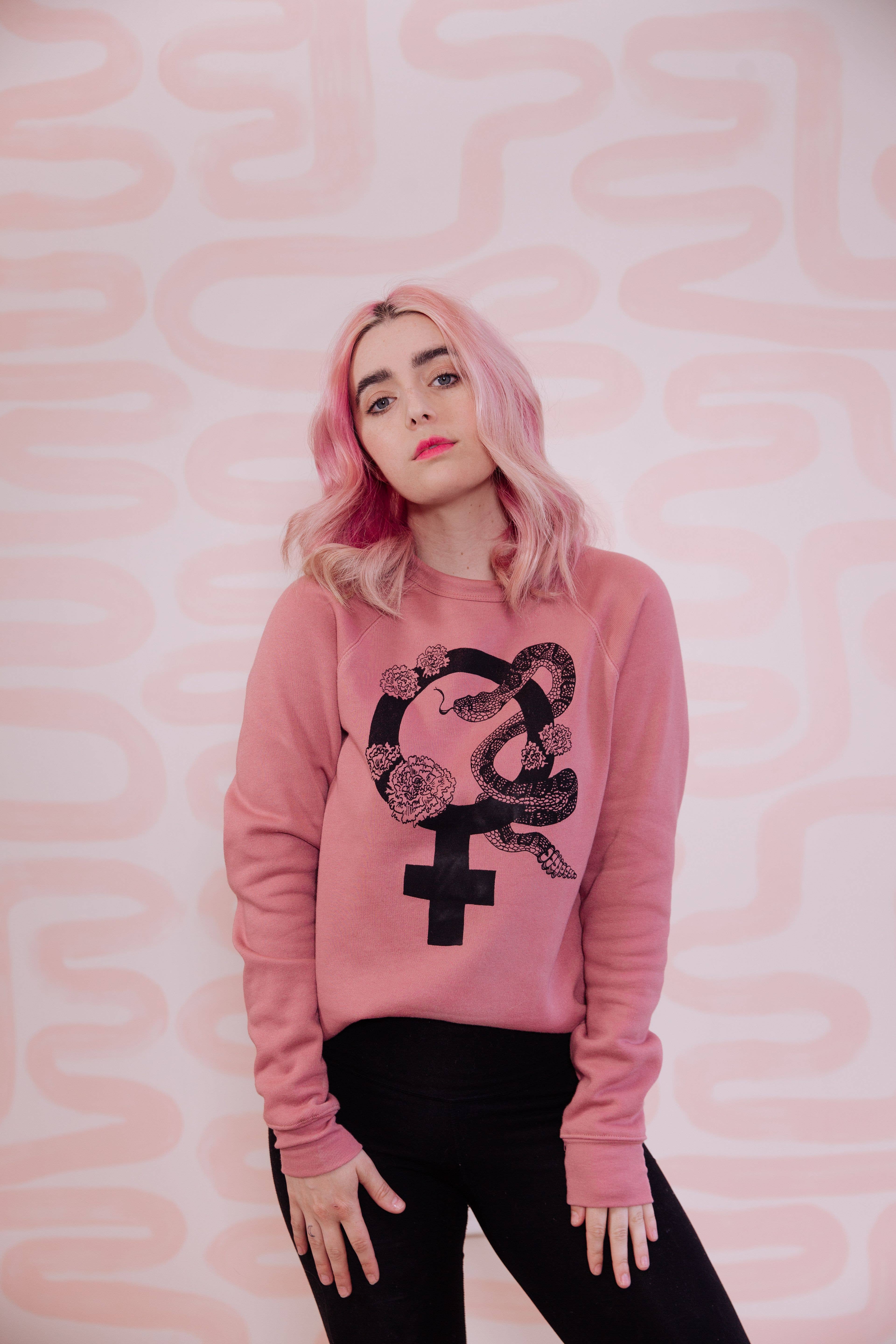 Girl Gang Craft - Wholesale Graphic Sweatshirt - Women's - Divinity Sweatshirt in Mauve (for the Divine Feminine)1