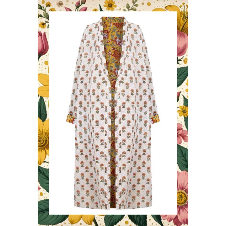 REVERSIBLE ROBE IN SHADES OF YELLOW for wholesale by Iturrienea