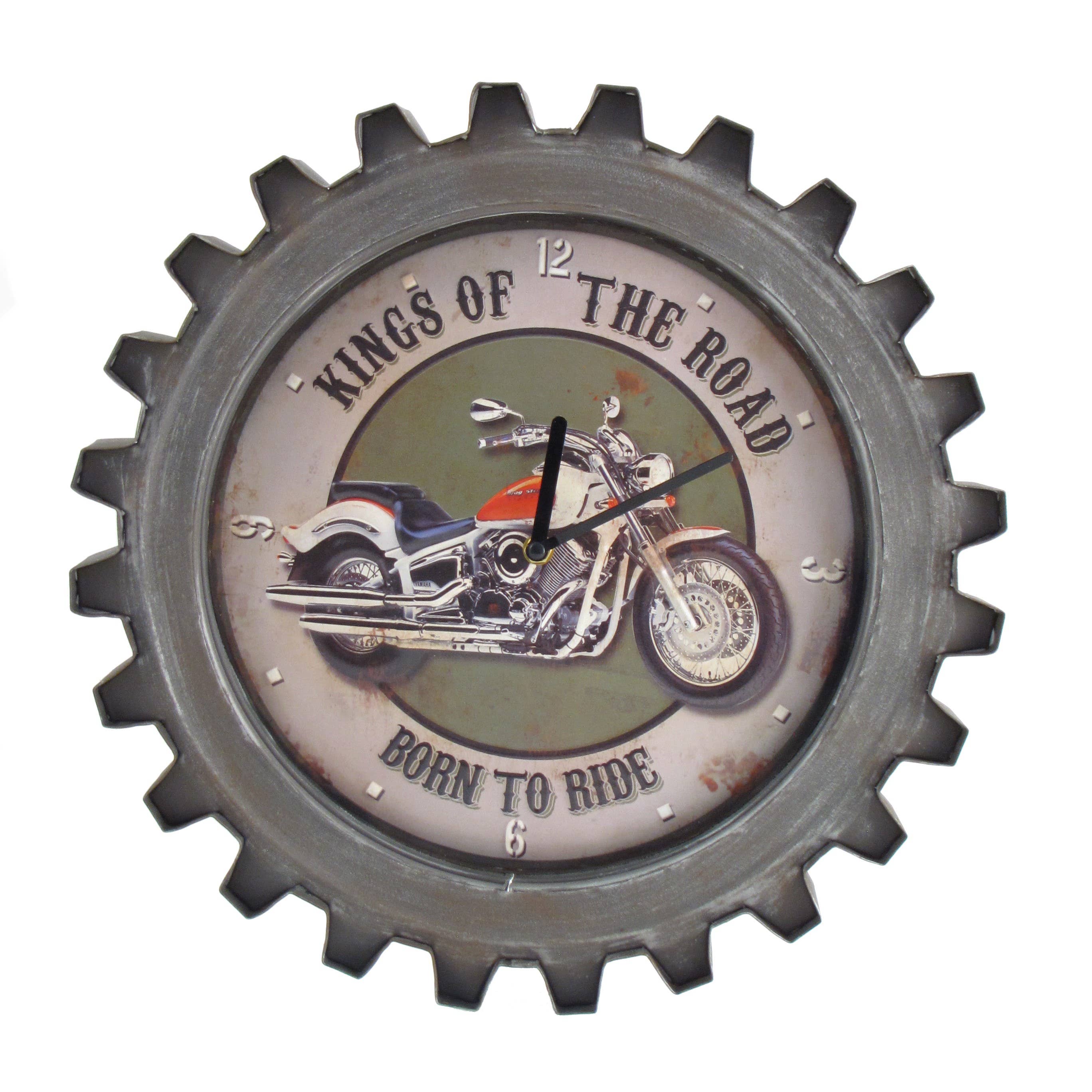Zaer Ltd. International - Vente Horloges murales - Horloges de moto en forme d'engrenage de style vintage - 6 styles Asst2