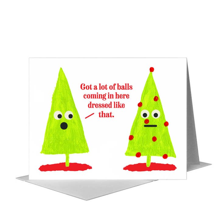 Trees with Ornaments, Greeting Card (#7548F) for wholesale by Printed Canvas
