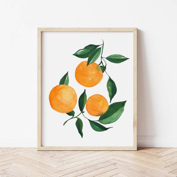 Oranges Citrus Watercolor Art Print for wholesale by Emerald and Ivy Studios LLC