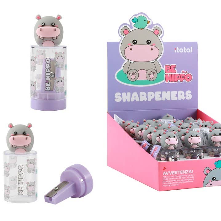 I-Total, I-Drink - Wholesale Pencil Sharpener - Pencil Sharpener Hippo Display 24 Pcs0