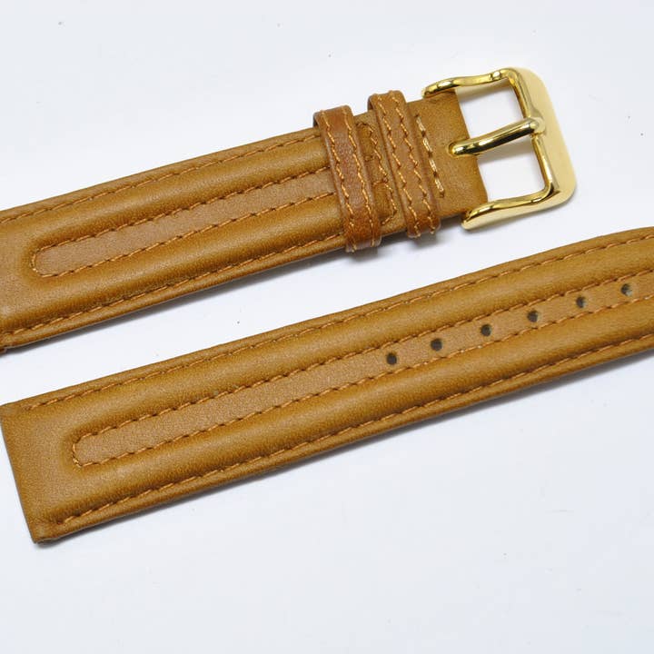 20mm Gold Rail Leather Watch Strap for wholesale by BRACELETS MONTRE ACH