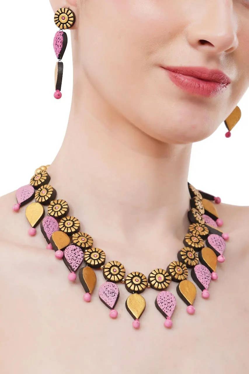 House of Kraft - Wholesale Jewelry Set - Water Droplet Jewelry Set | Clay Jewelry | Purple Jewelry3