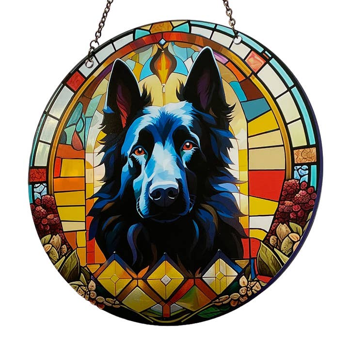 Belgian Sheep Dog Acrylic Suncatcher with Chain #SC291 for wholesale by d'ears inc.