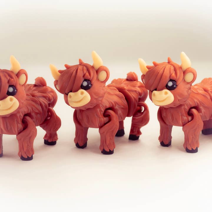 Great American Designs - Wholesale Fidget Toy - Kids - Highland Cow 3D Printed Articulated Fidget Toy