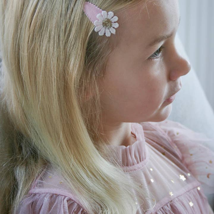 Liv & Loke – Großhandel Haarclip – Kinder – Haarspangen Elsa Hellrosa/Goldene Blume, 2er-Pack1