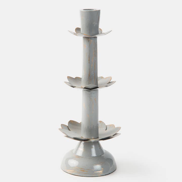 Mela Artisans - Wholesale Candle Holder - Lotus Bloom Metal Taper Large Candleholder