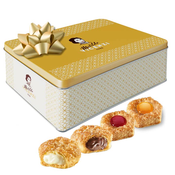Millefoglie Christmas Gift Tin, Italian Puff Pastries 390g for wholesale by Vicenzi USA Inc.