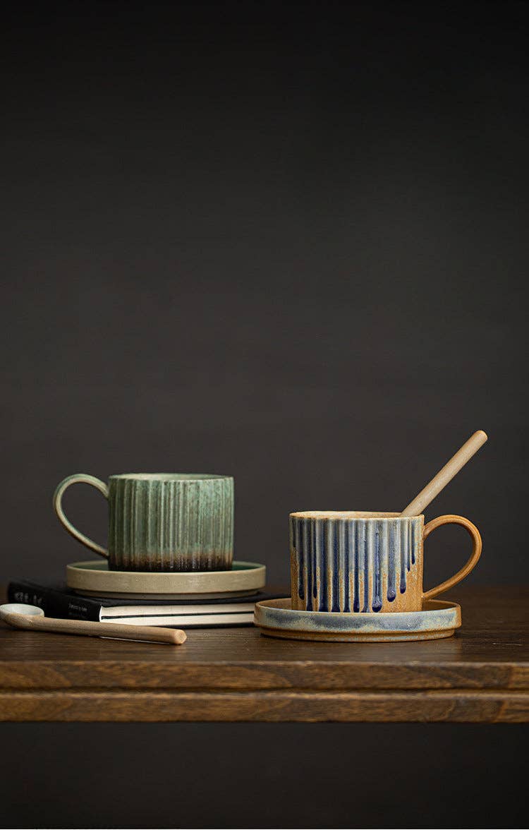 Gohobi （We cover U.S. import duties） - Wholesale Coffee Mug - Gohobi Japanese Style Ceramic Coffee Mug with Saucer Set 0075