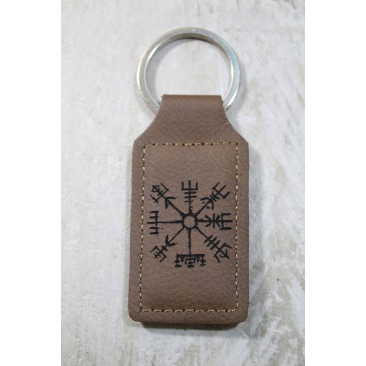 Viking Compass // Brn-Leather Keychain for wholesale by Raven Design